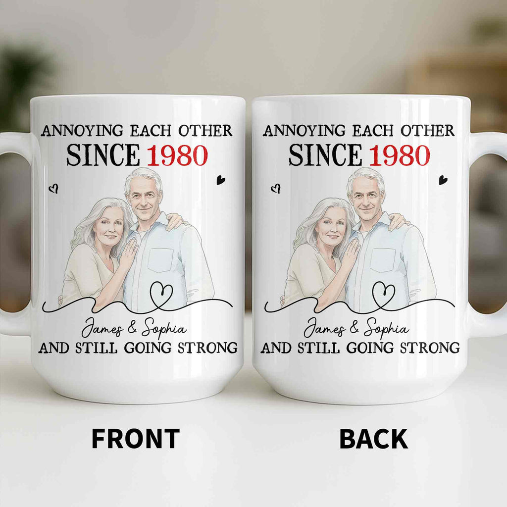 Personalized Custom Couple Mug with Heart Design Gift for Anniversary Edge-to-edge Mug GradoCreations