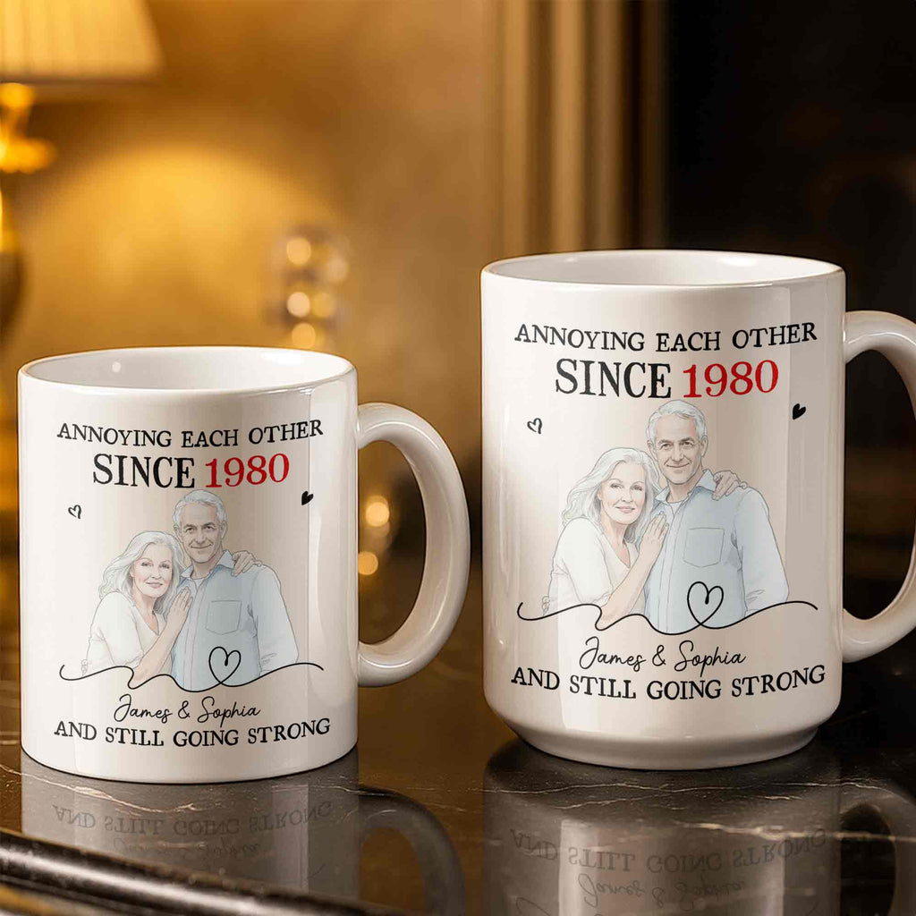 Personalized Custom Couple Mug with Heart Design Gift for Anniversary Edge-to-edge Mug GradoCreations