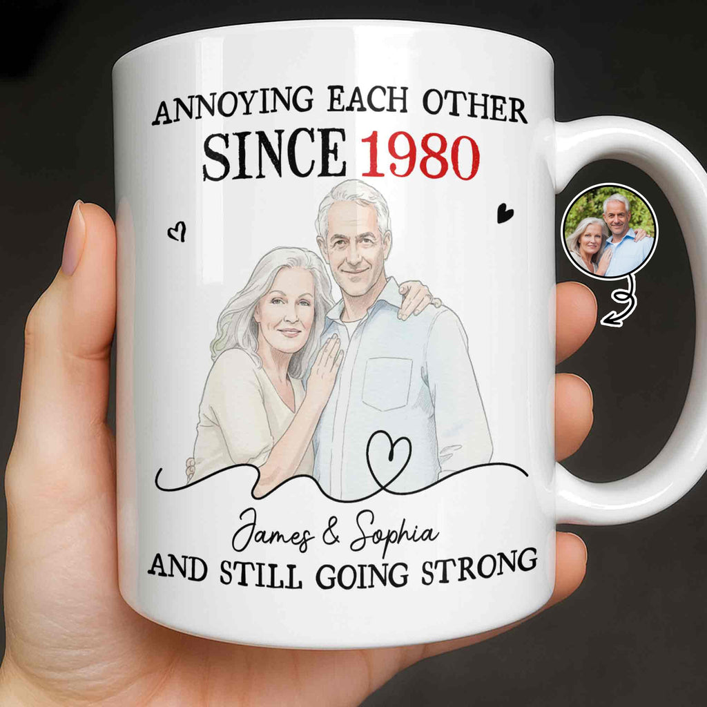 Personalized Custom Couple Mug with Heart Design Gift for Anniversary Edge-to-edge Mug GradoCreations