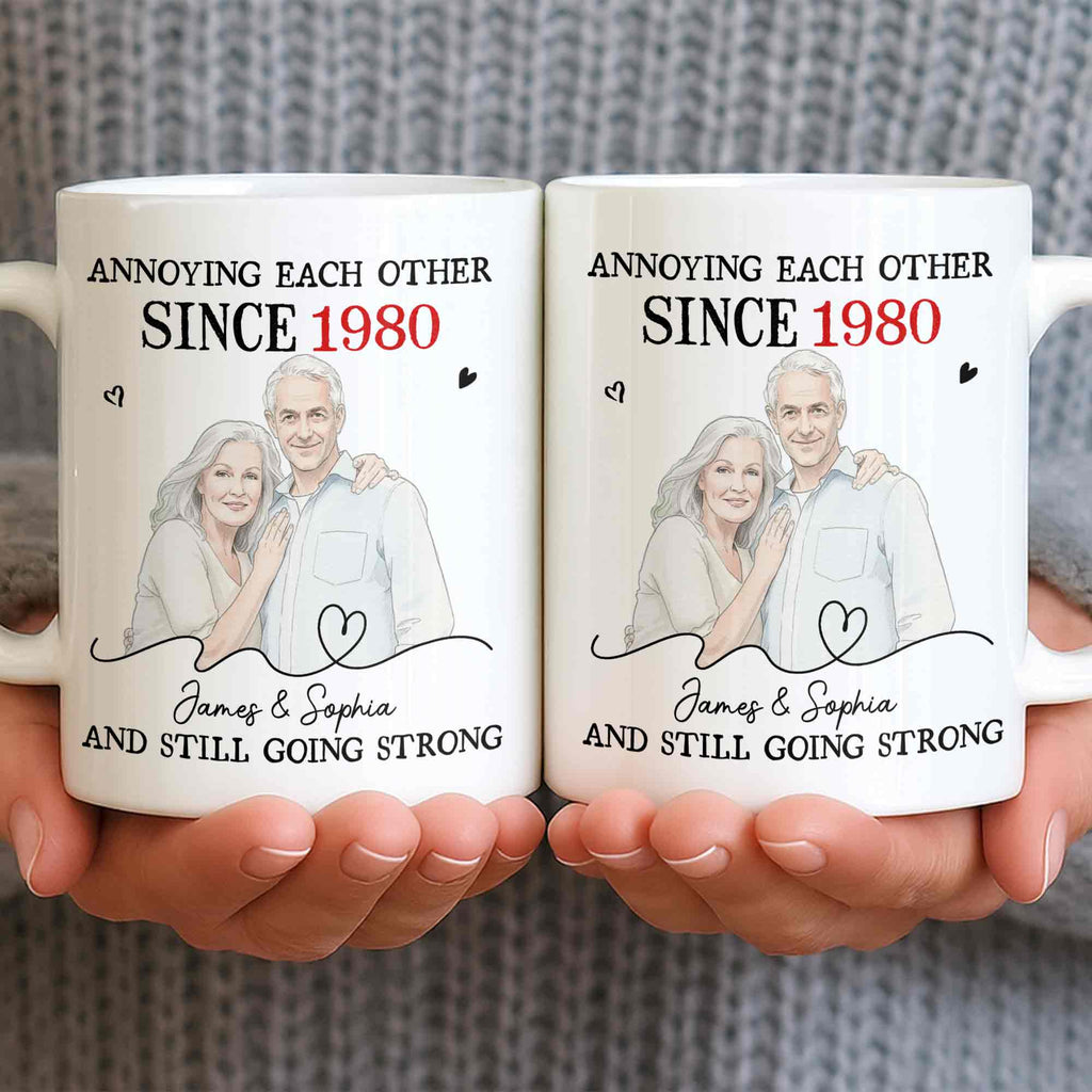 Personalized Custom Couple Mug with Heart Design Gift for Anniversary Edge-to-edge Mug GradoCreations