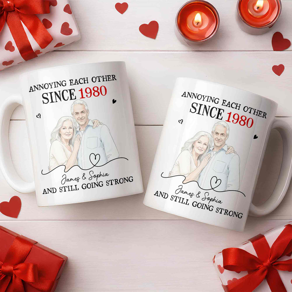Personalized Custom Couple Mug with Heart Design Gift for Anniversary Edge-to-edge Mug GradoCreations
