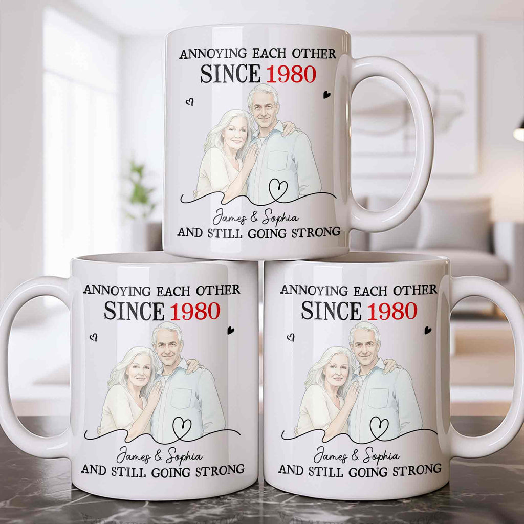 Personalized Custom Couple Mug with Heart Design Gift for Anniversary Edge-to-edge Mug GradoCreations