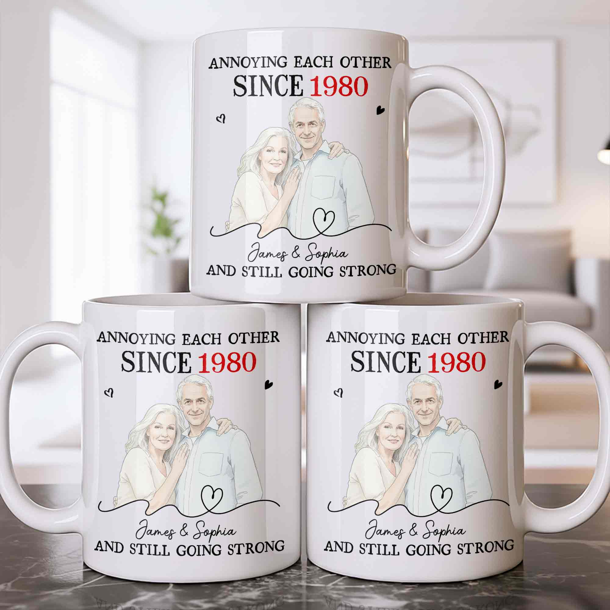 Personalized Custom Couple Mug with Heart Design Gift for Anniversary Edge-to-edge Mug GradoCreations