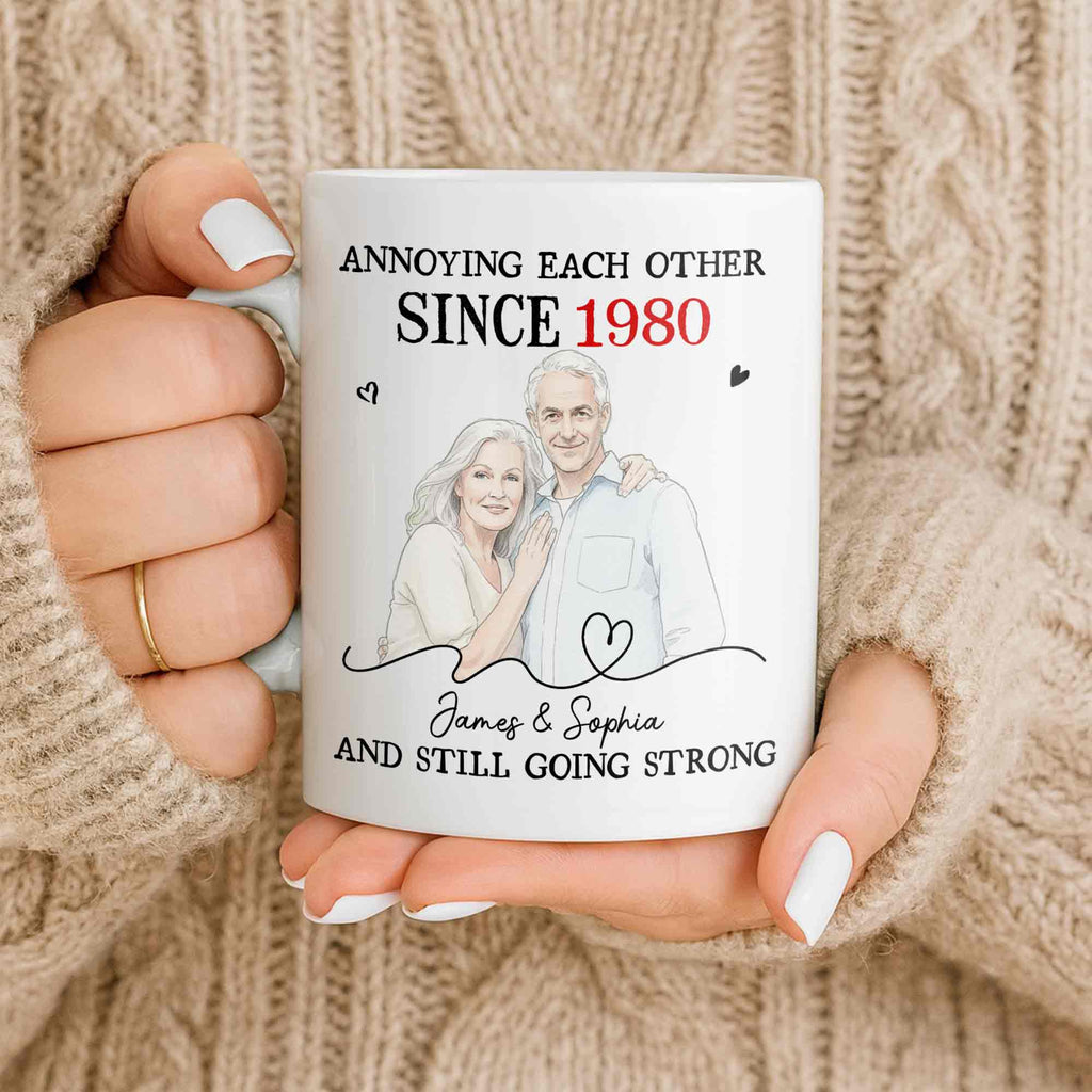 Personalized Custom Couple Mug with Heart Design Gift for Anniversary Edge-to-edge Mug GradoCreations
