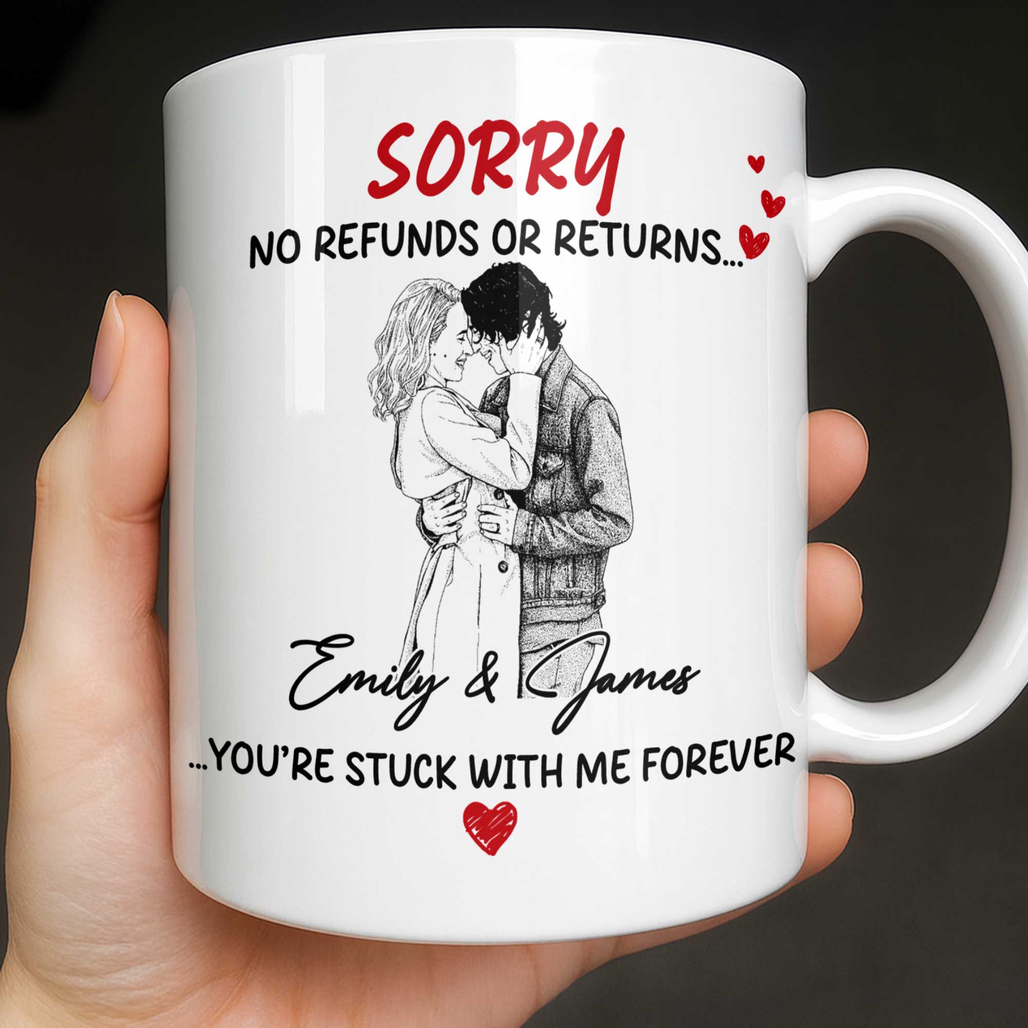 Personalized Custom Heart Couple Coffee Mug Gift Idea Edge-to-edge Mug GradoCreations