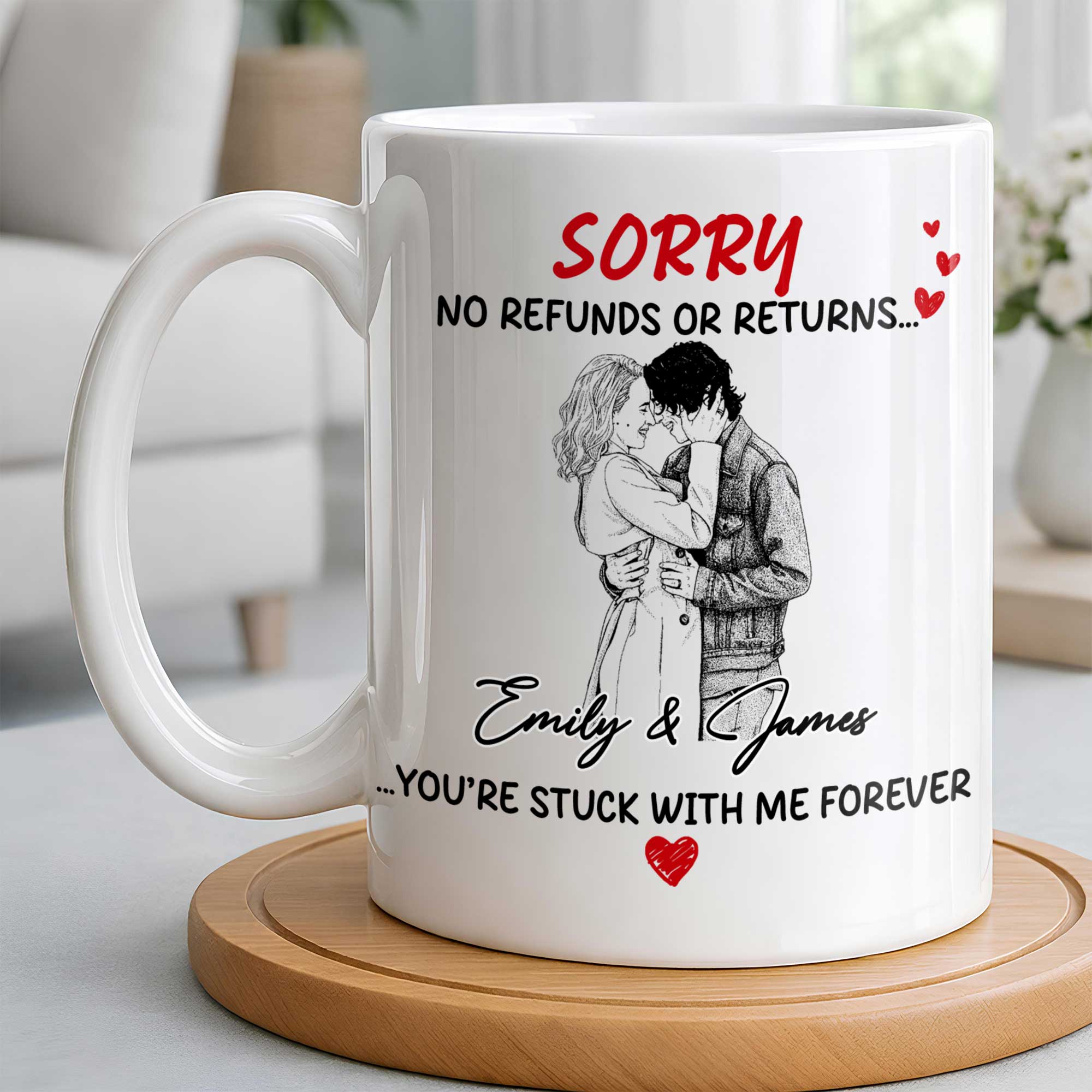 Personalized Custom Heart Couple Coffee Mug Gift Idea Edge-to-edge Mug GradoCreations