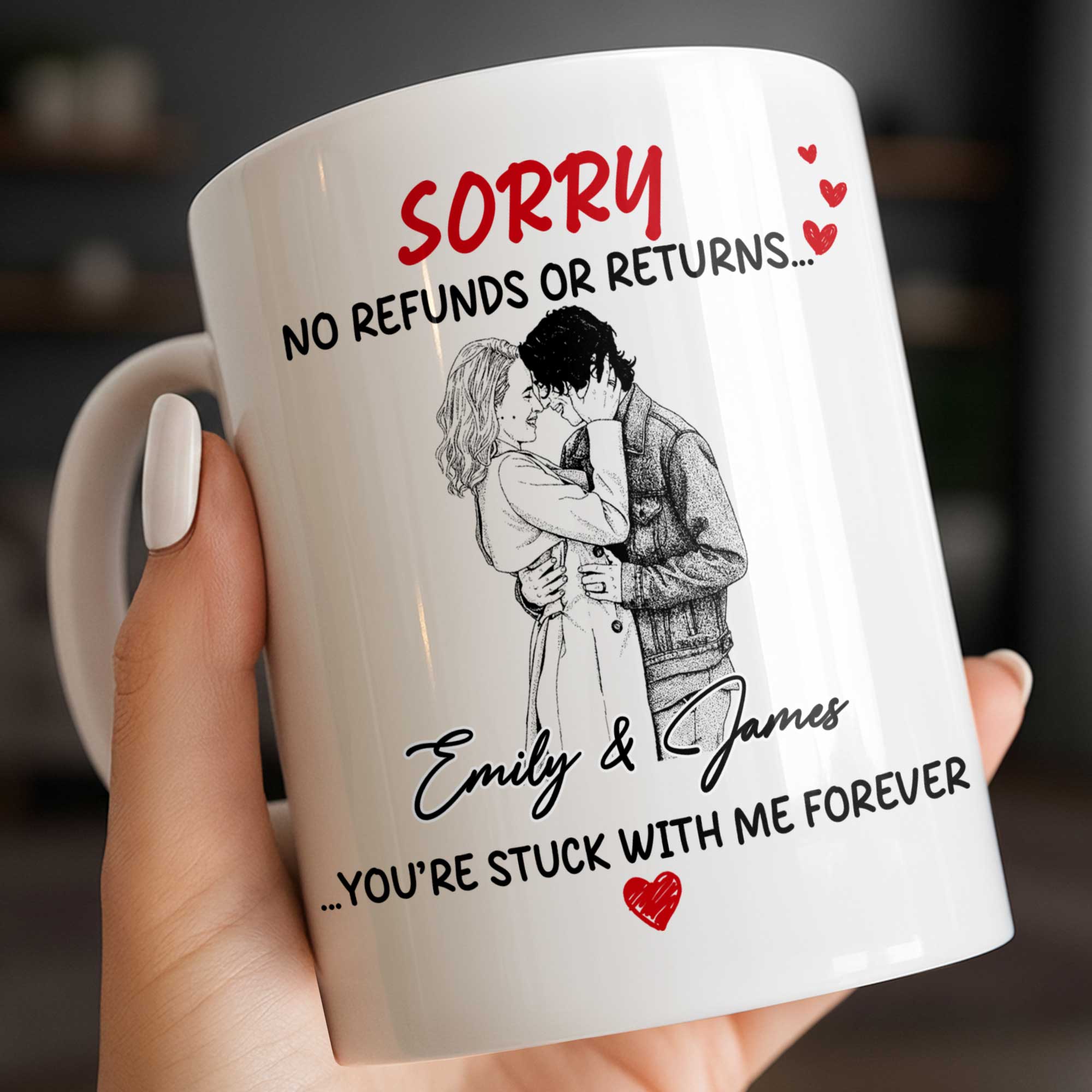 Personalized Custom Heart Couple Coffee Mug Gift Idea Edge-to-edge Mug GradoCreations
