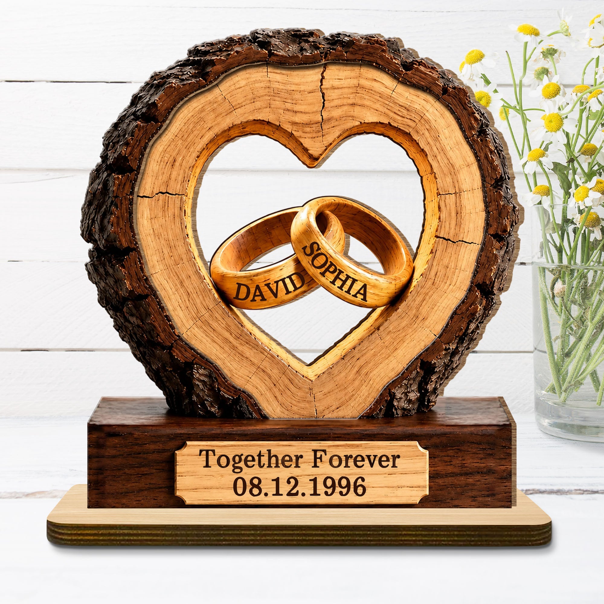 Personalized Heart Wood Plaque Custom Couple Gift for Anniversary Wood Plaque GradoCreations