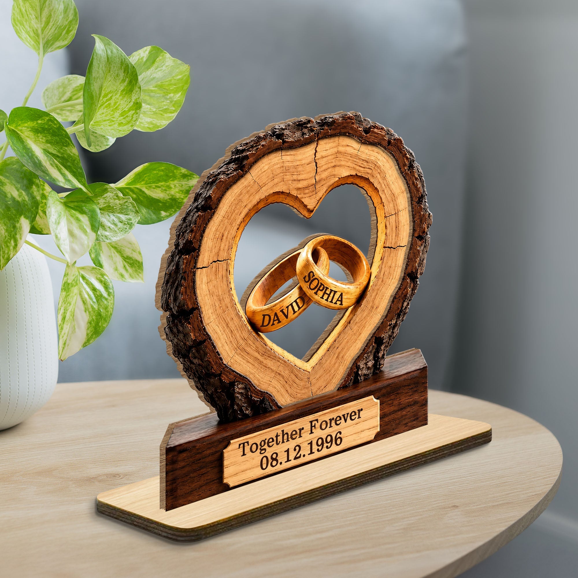 Personalized Heart Wood Plaque Custom Couple Gift for Anniversary Wood Plaque GradoCreations