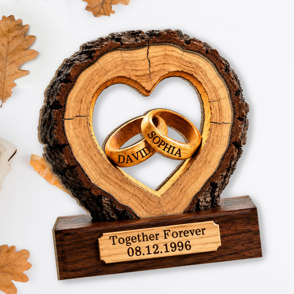 Personalized Heart Wood Plaque Custom Couple Gift for Anniversary Wood Plaque GradoCreations
