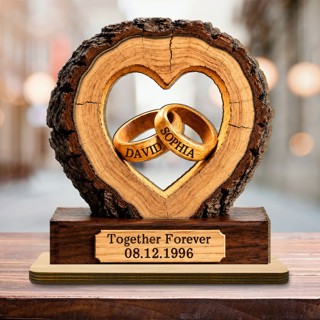 Personalized Heart Wood Plaque Custom Couple Gift for Anniversary Wood Plaque GradoCreations