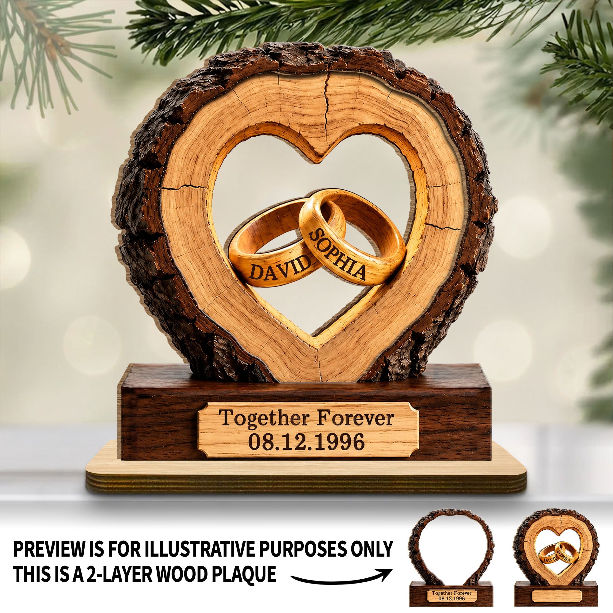 Personalized Heart Wood Plaque Custom Couple Gift for Anniversary Wood Plaque GradoCreations