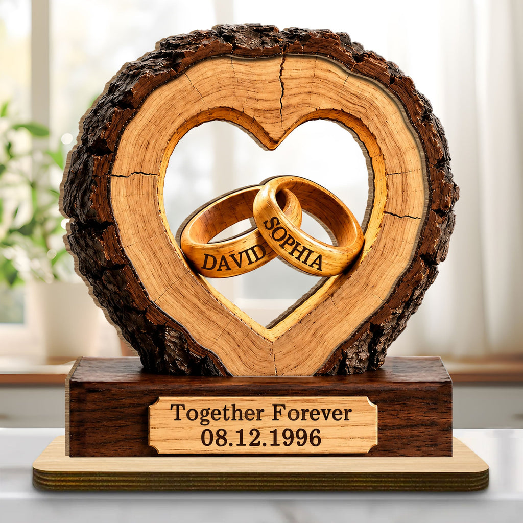 Personalized Heart Wood Plaque Custom Couple Gift for Anniversary Wood Plaque GradoCreations