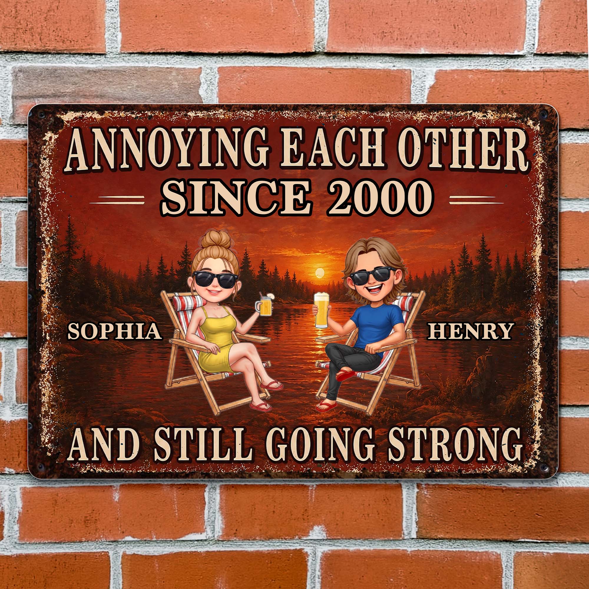 Personalized Couple Metal Sign Custom Name Wall Art Gift Metal Sign GradoCreations