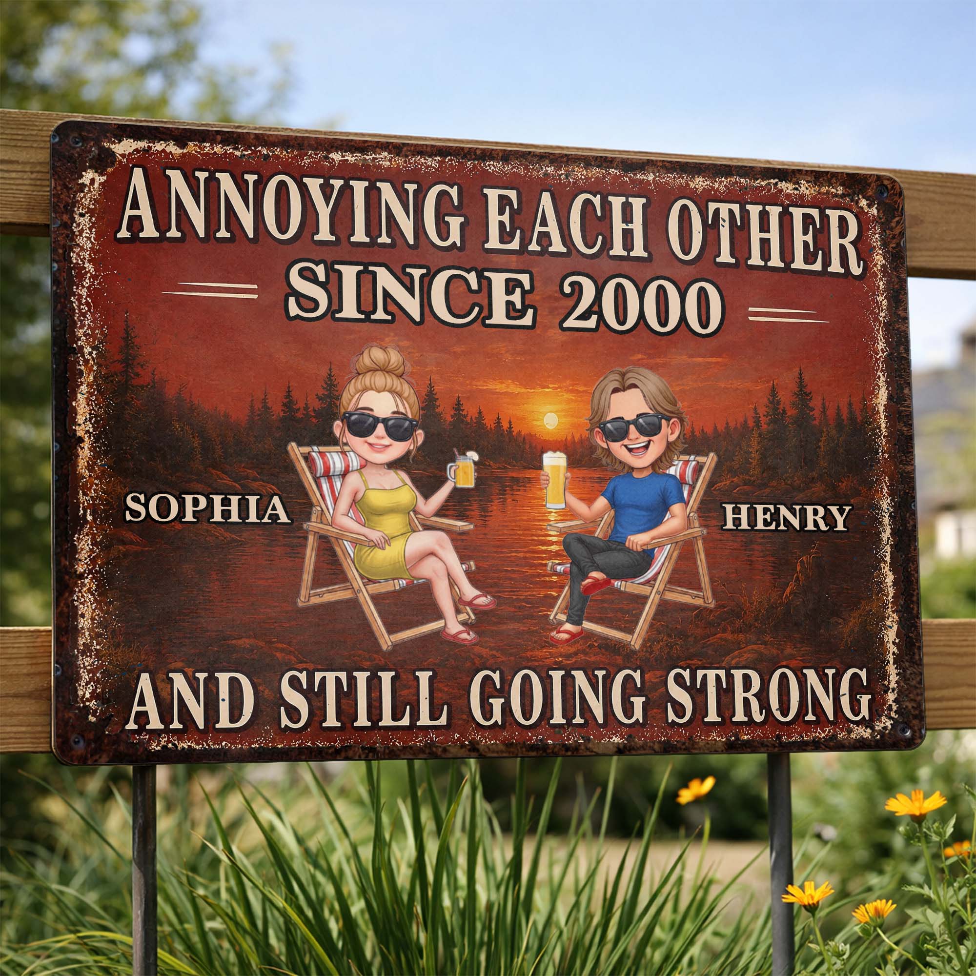 Personalized Couple Metal Sign Custom Name Wall Art Gift Metal Sign GradoCreations