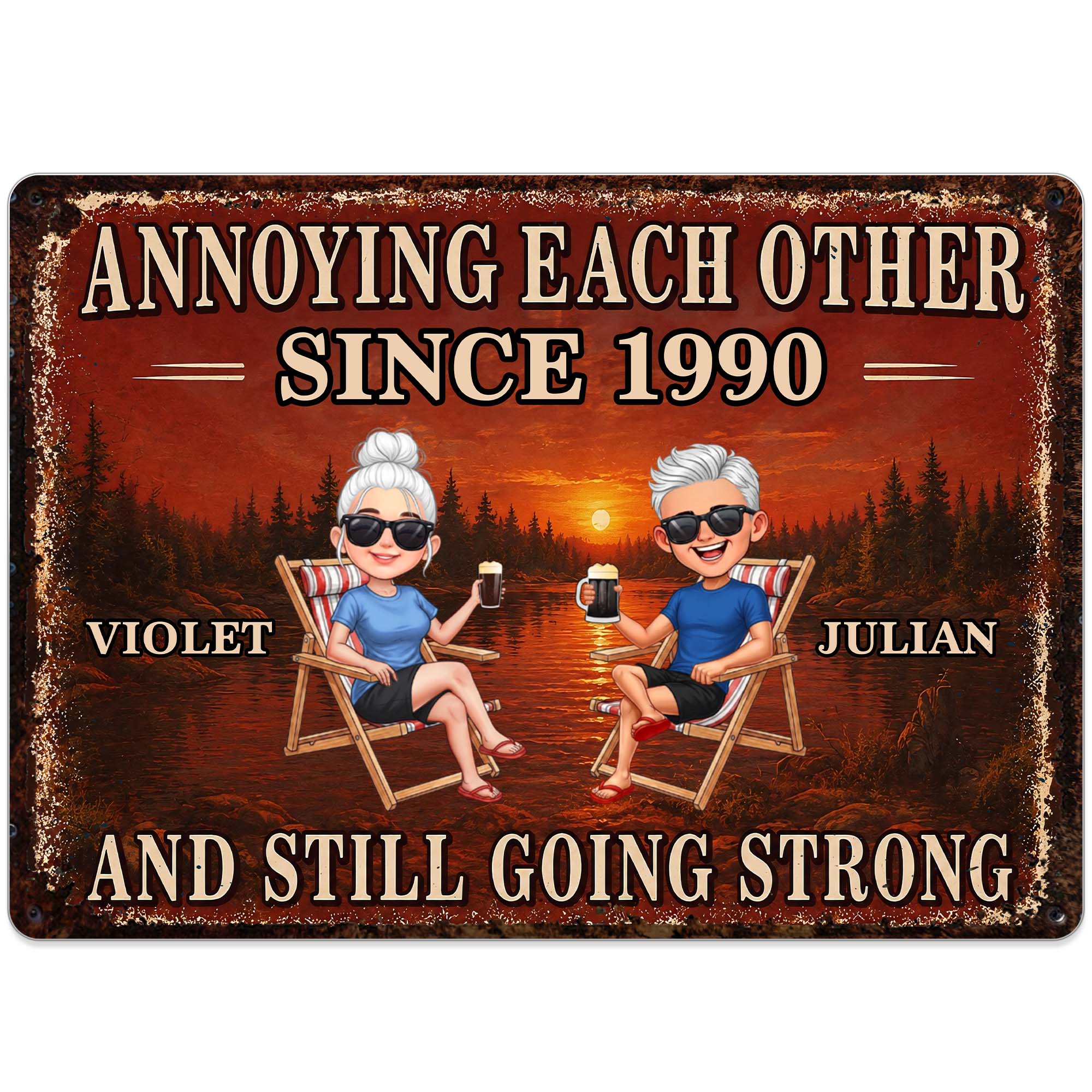 Personalized Couple Metal Sign Custom Name Wall Art Gift Metal Sign GradoCreations