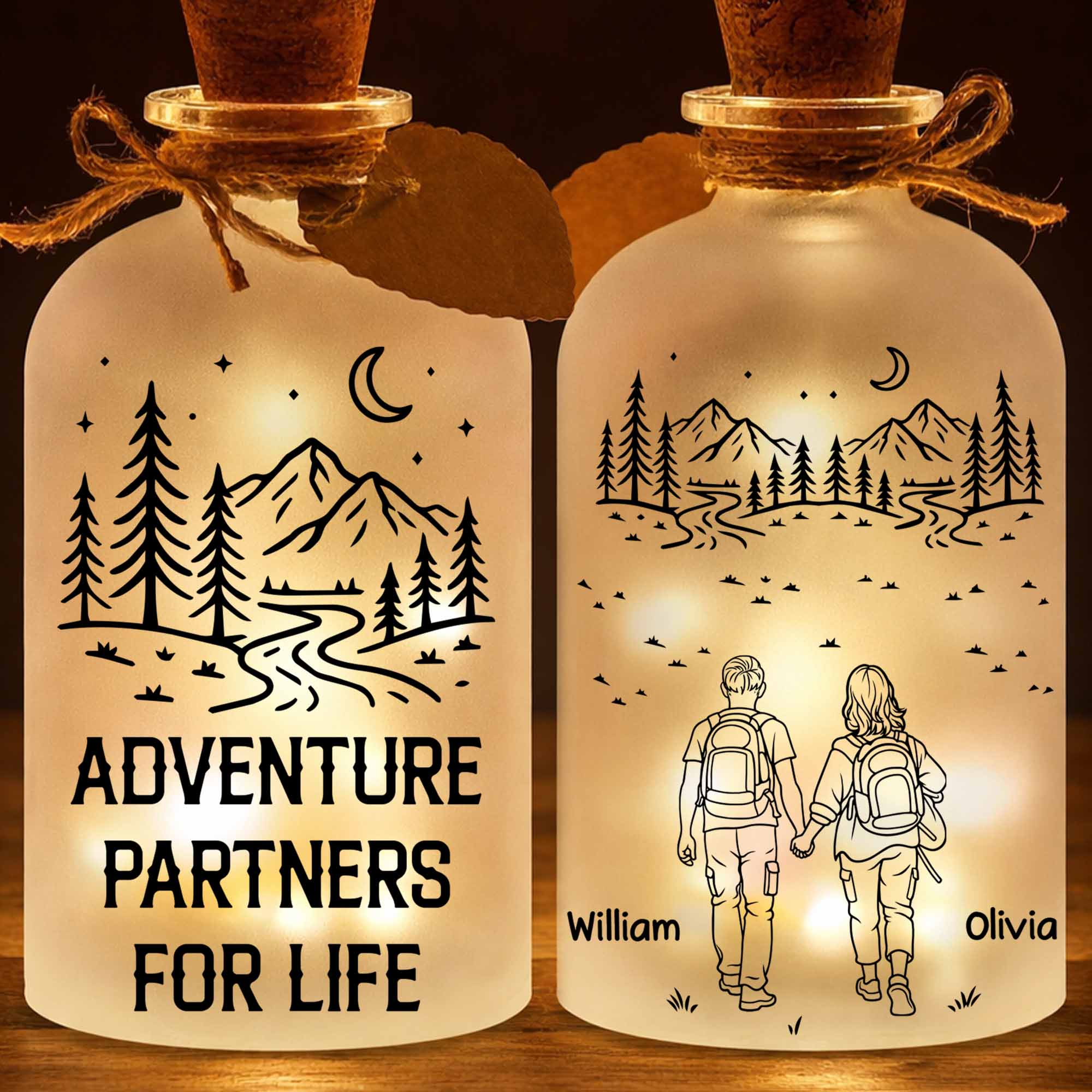 Personalized Short Bottle Light Custom Name Gift for Couples