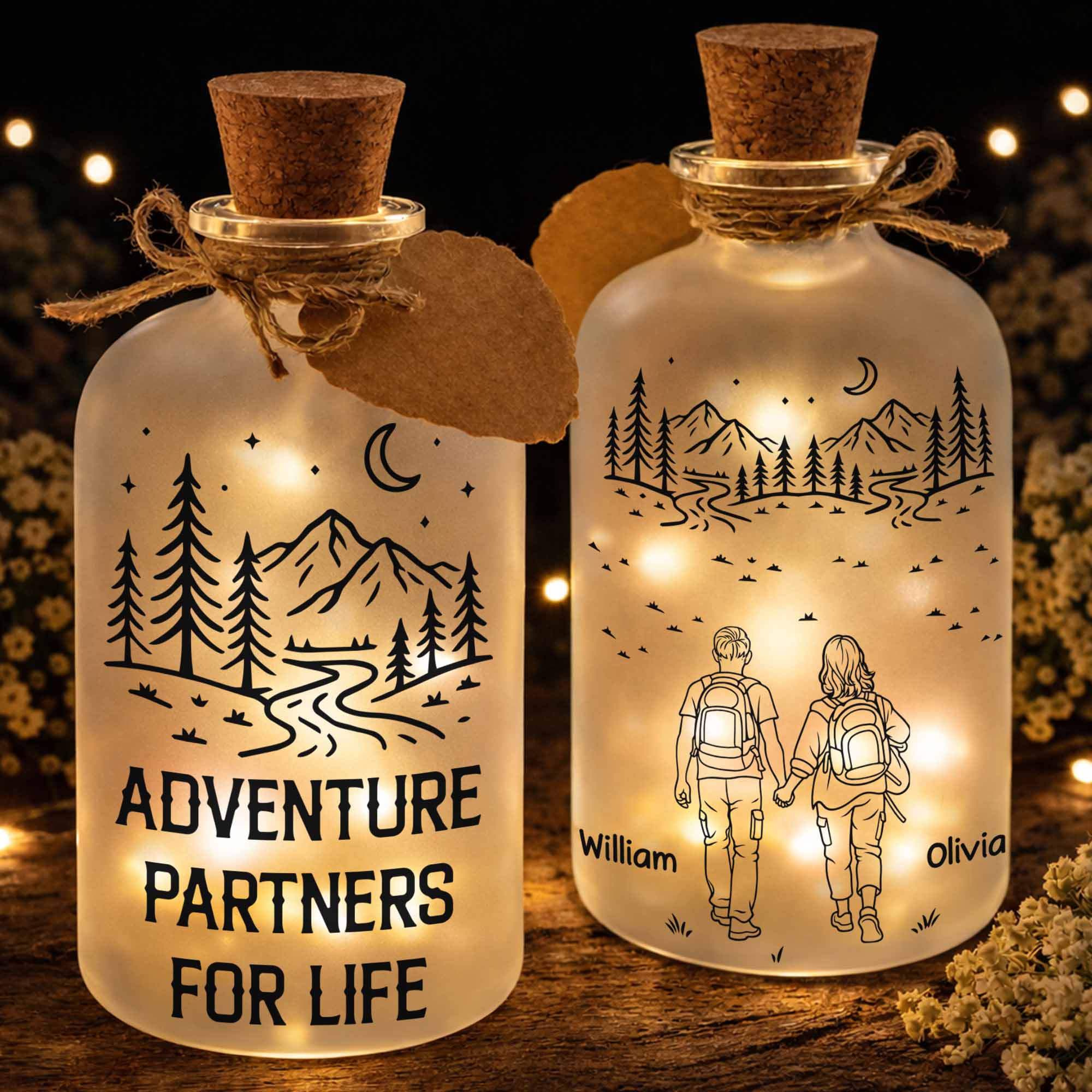 Personalized Short Bottle Light Custom Name Gift for Couples