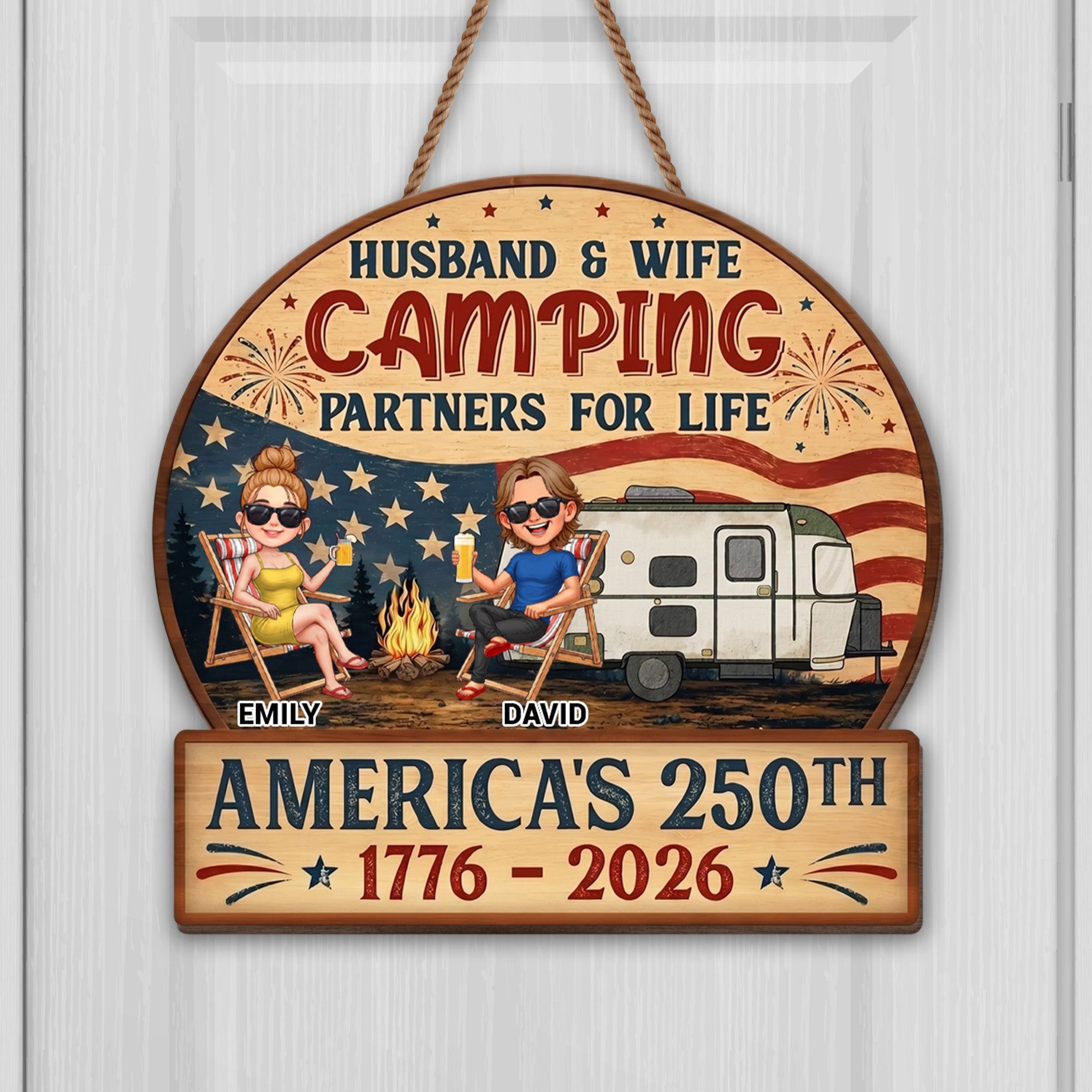 Personalized Wood Sign Camping Partners for Life Gift for Couples Wood Sign GradoCreations