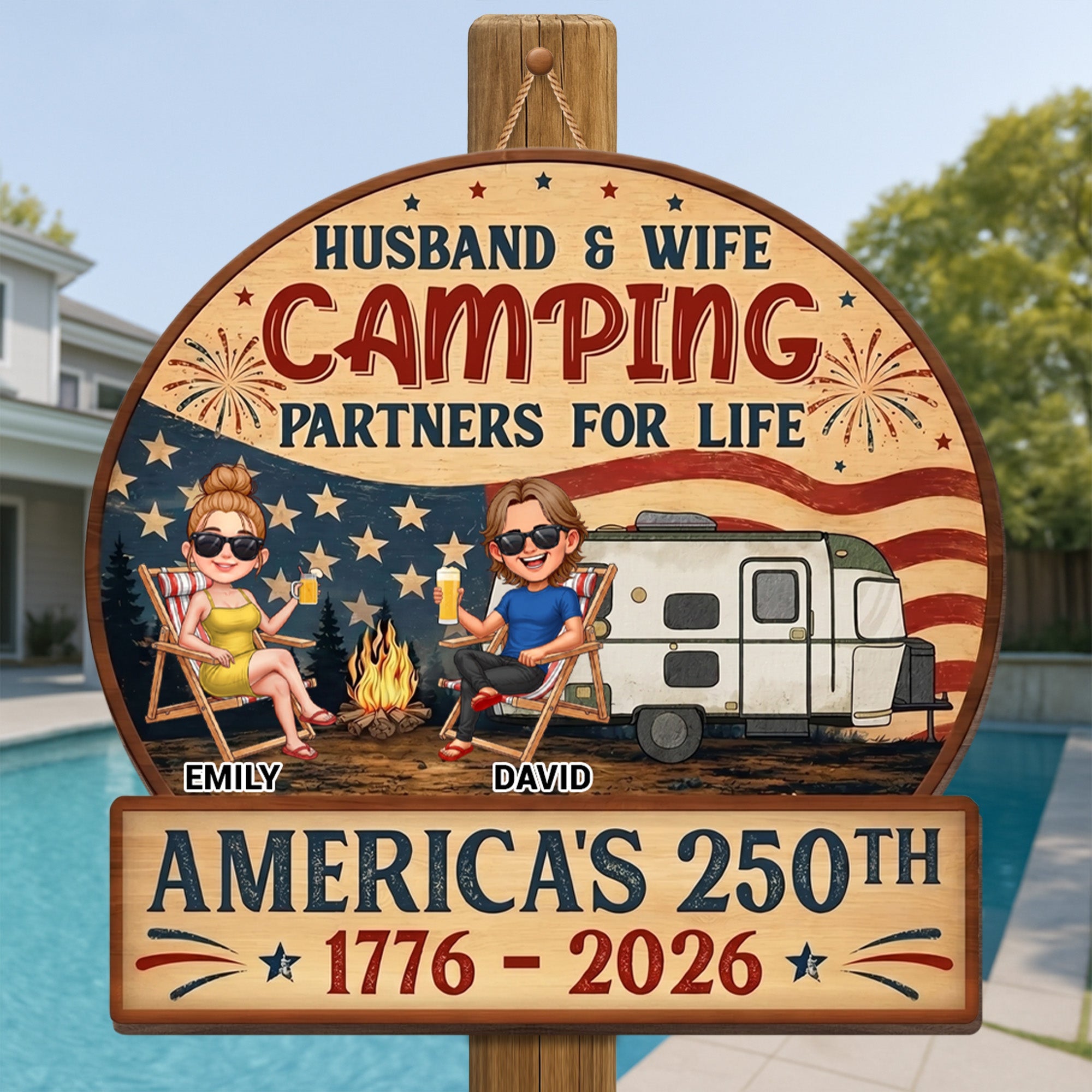 Personalized Wood Sign Camping Partners for Life Gift for Couples Wood Sign GradoCreations