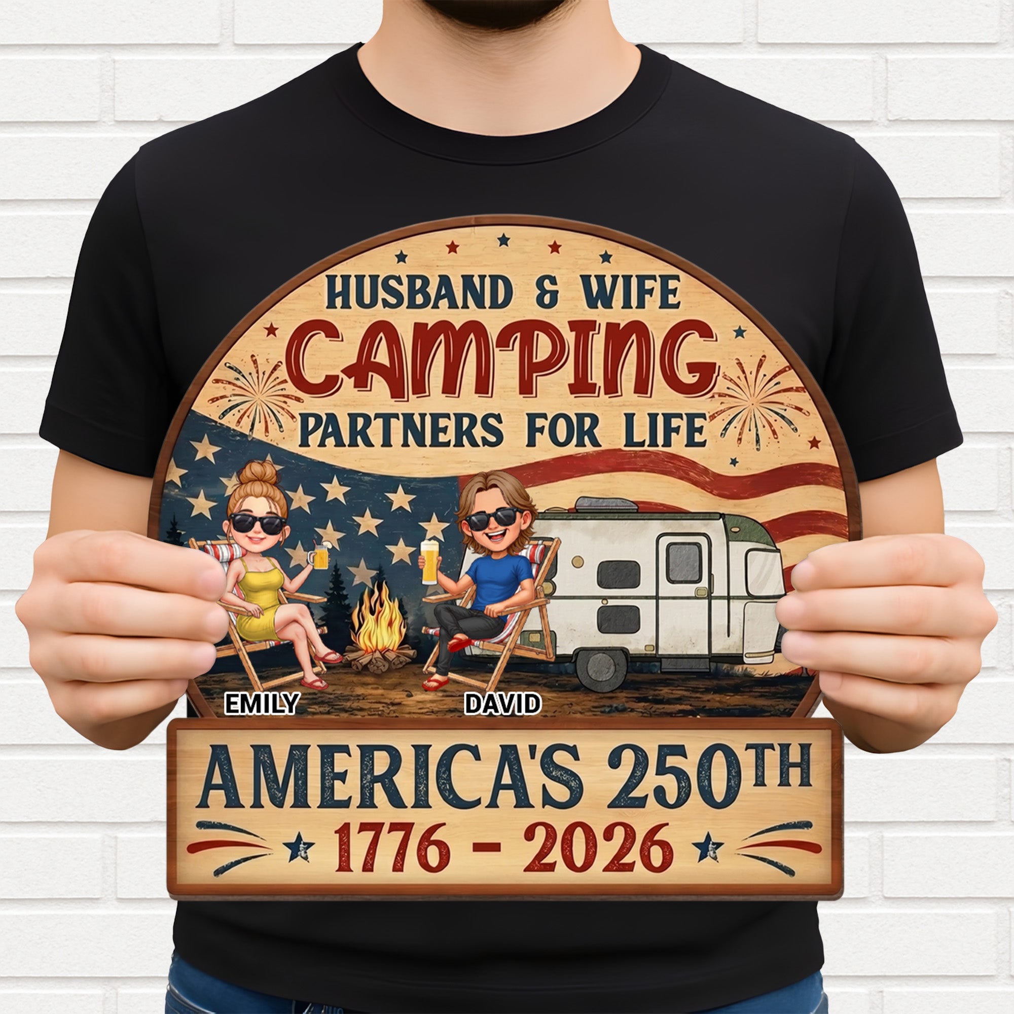 Personalized Wood Sign Camping Partners for Life Gift for Couples Wood Sign GradoCreations