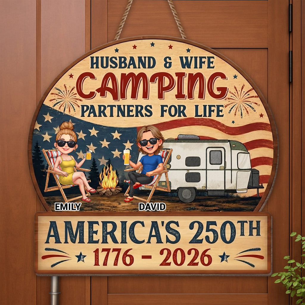 Personalized Wood Sign Camping Partners for Life Gift for Couples Wood Sign GradoCreations