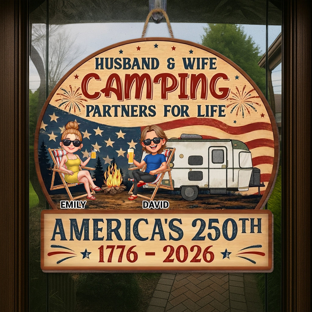 Personalized Wood Sign Camping Partners for Life Gift for Couples Wood Sign GradoCreations