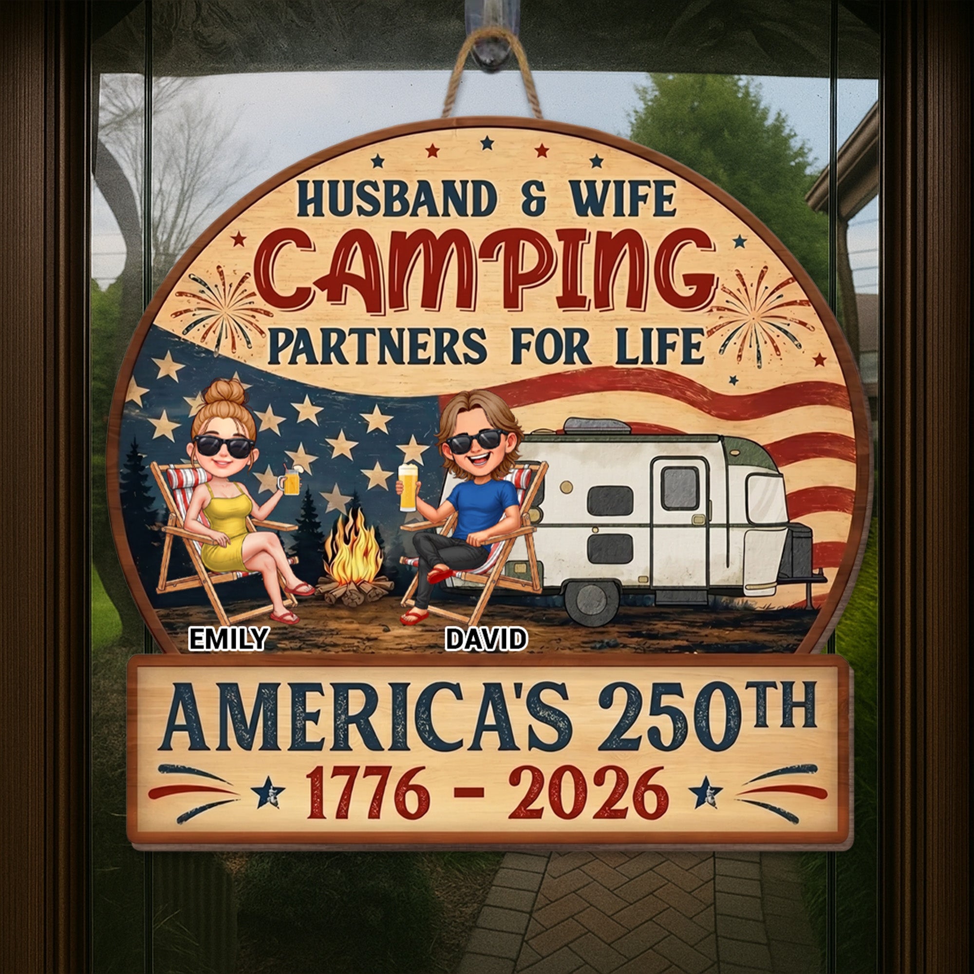 Personalized Wood Sign Camping Partners for Life Gift for Couples Wood Sign GradoCreations
