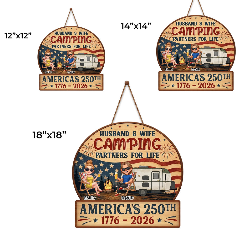 Personalized Wood Sign Camping Partners for Life Gift for Couples Wood Sign GradoCreations