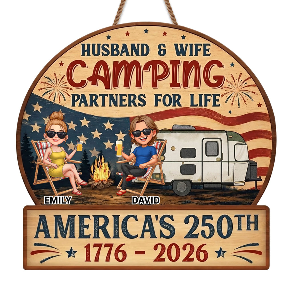 Personalized Wood Sign Camping Partners for Life Gift for Couples Wood Sign GradoCreations