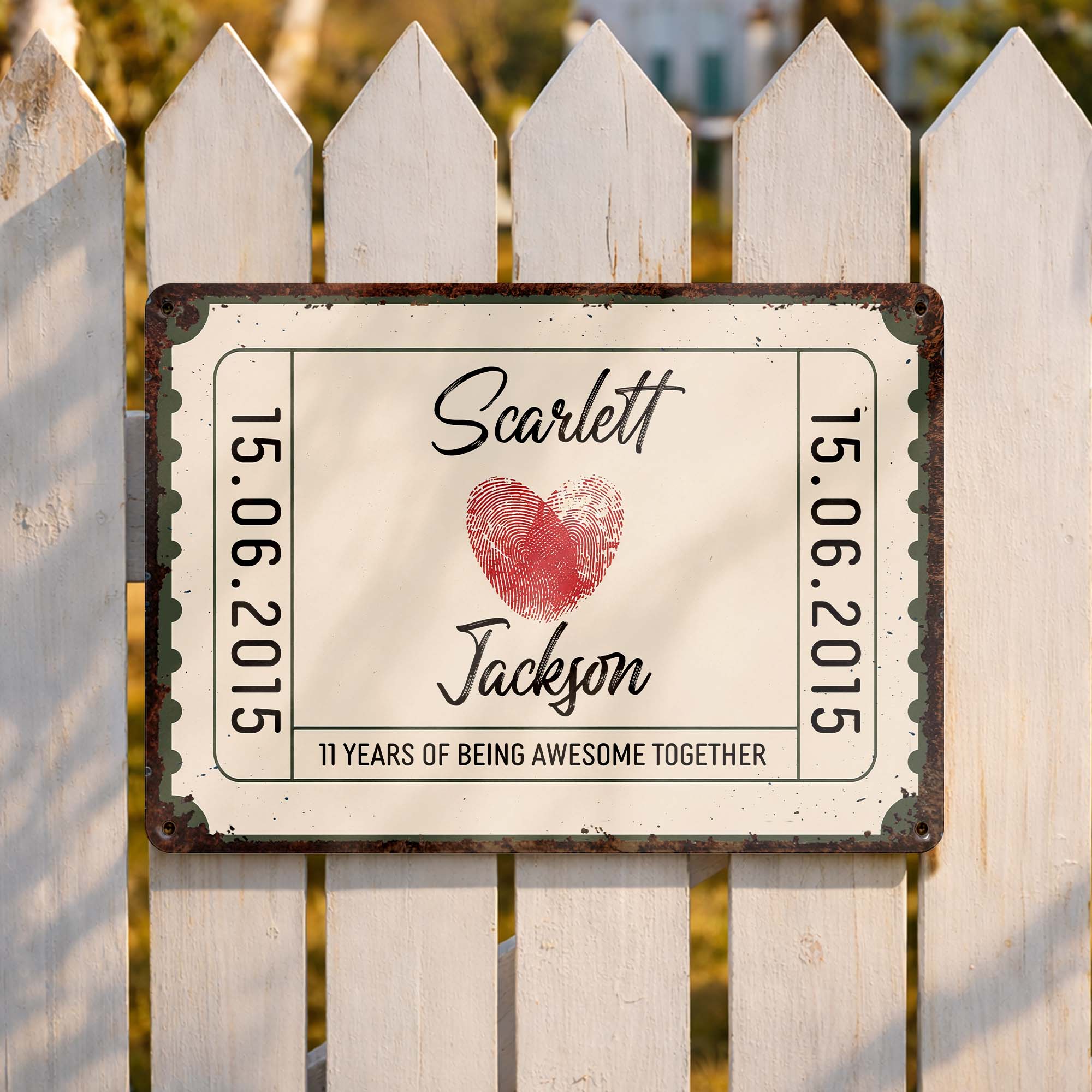 Personalized Metal Sign Custom Fingerprint Heart Gift for Couple