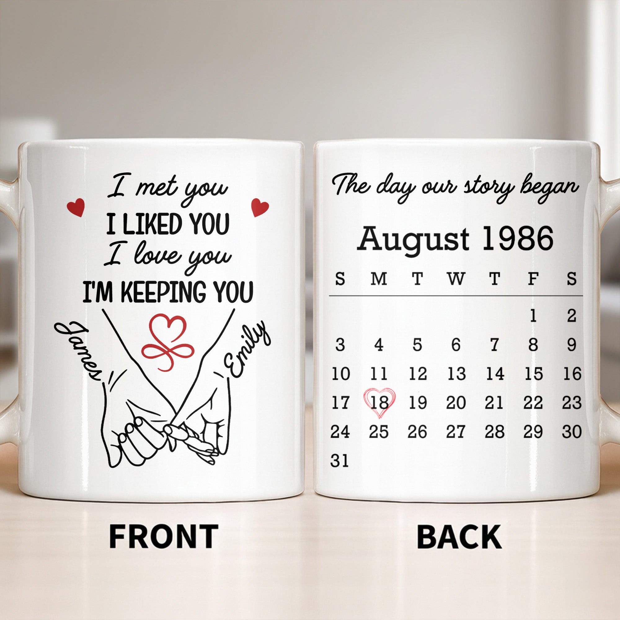 Personalized Coffee Mug Holding Hands Custom Couple Gift Edge-to-edge Mug GradoCreations
