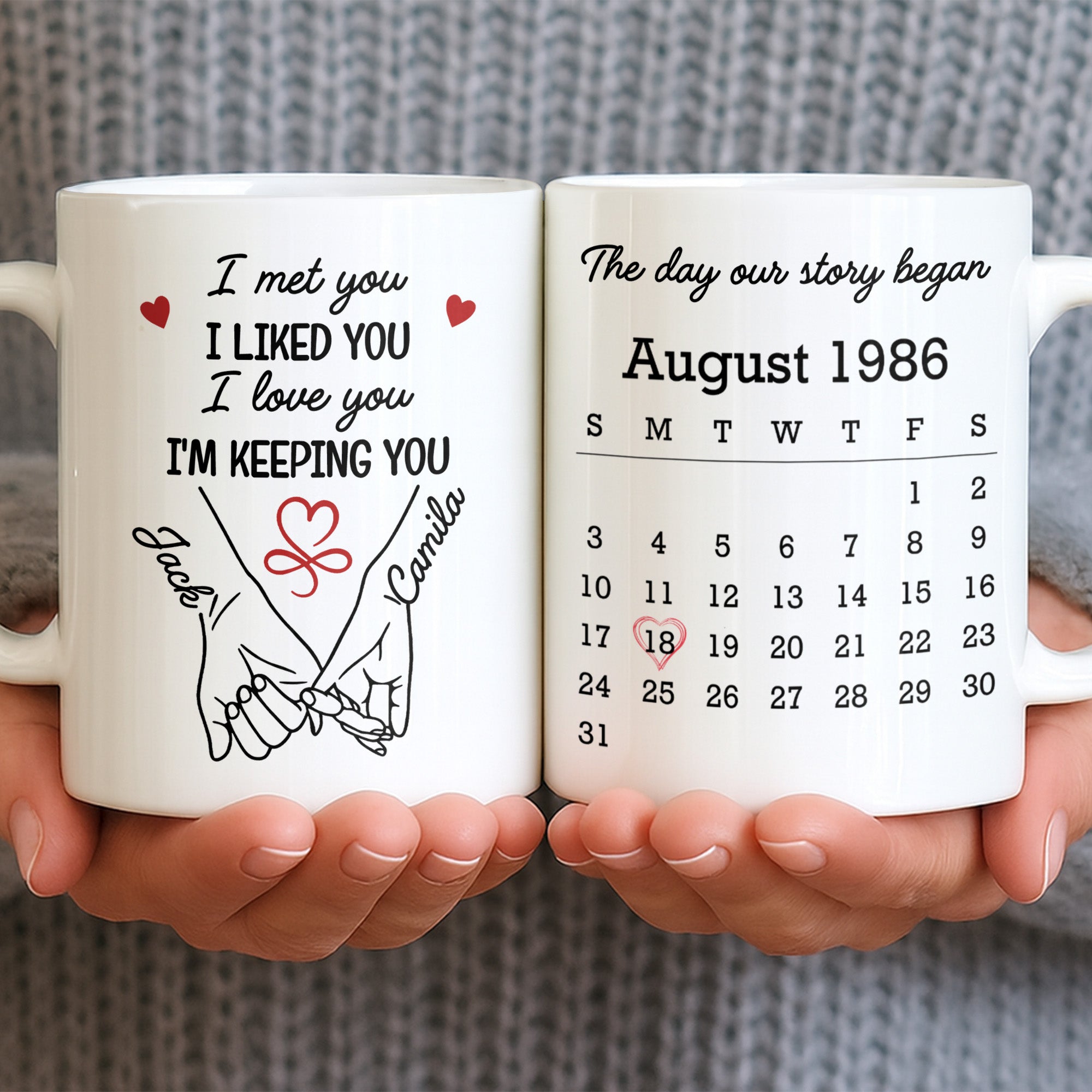 Personalized Coffee Mug Holding Hands Custom Couple Gift Edge-to-edge Mug GradoCreations