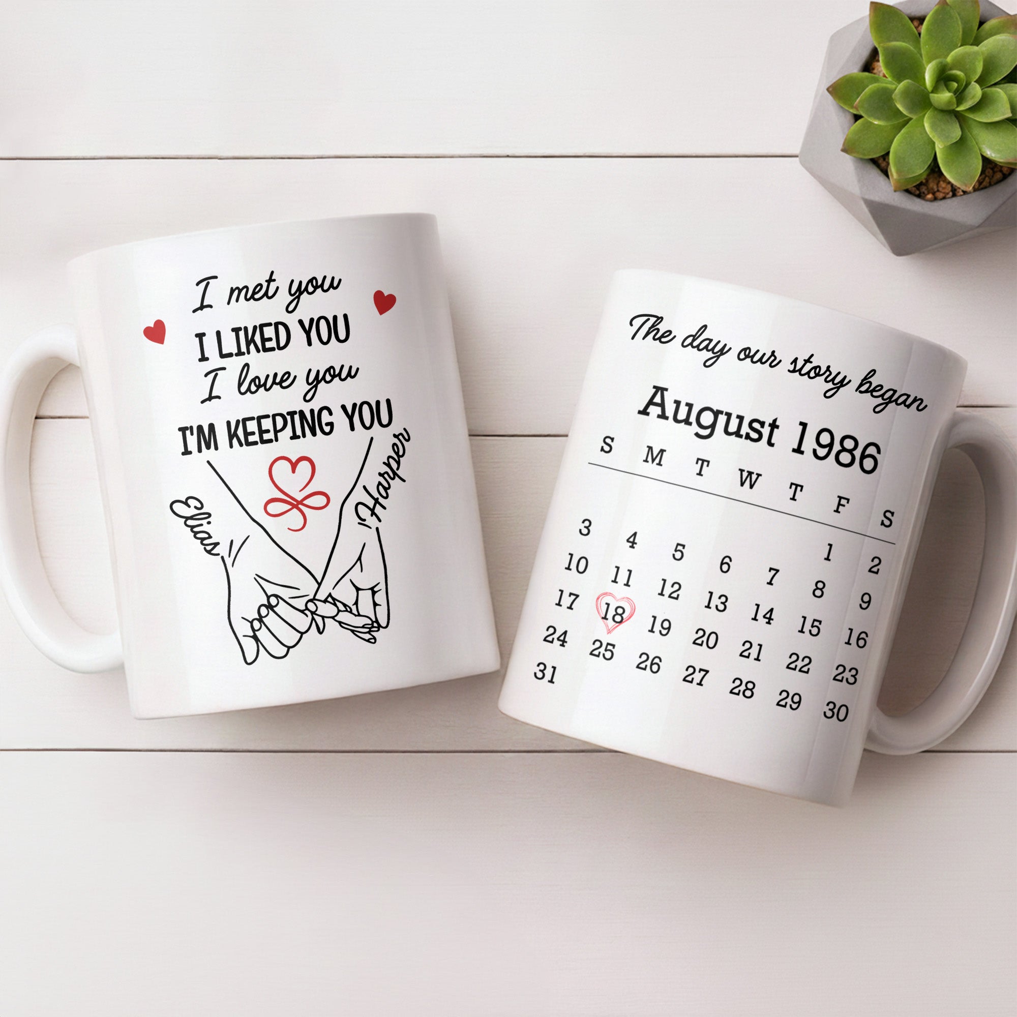 Personalized Coffee Mug Holding Hands Custom Couple Gift Edge-to-edge Mug GradoCreations