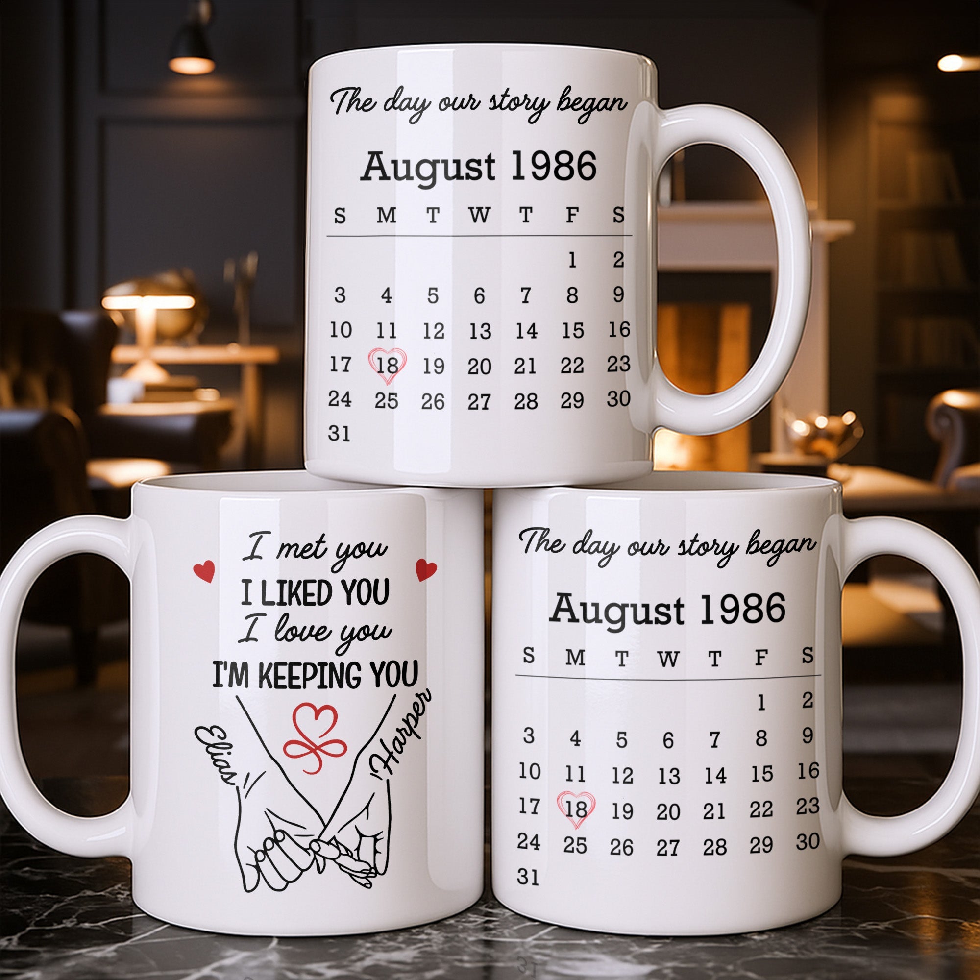 Personalized Coffee Mug Holding Hands Custom Couple Gift Edge-to-edge Mug GradoCreations