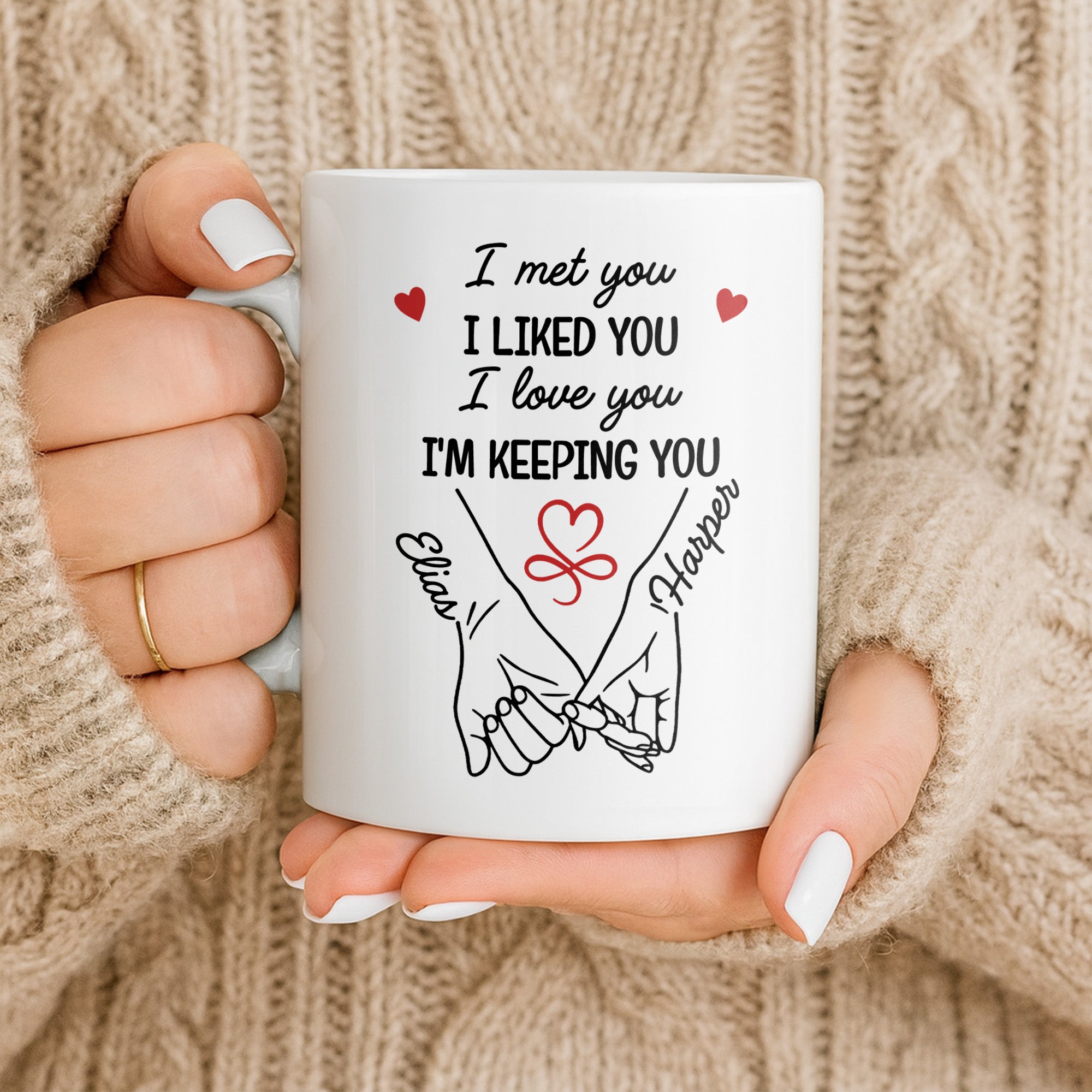 Personalized Coffee Mug Holding Hands Custom Couple Gift Edge-to-edge Mug GradoCreations
