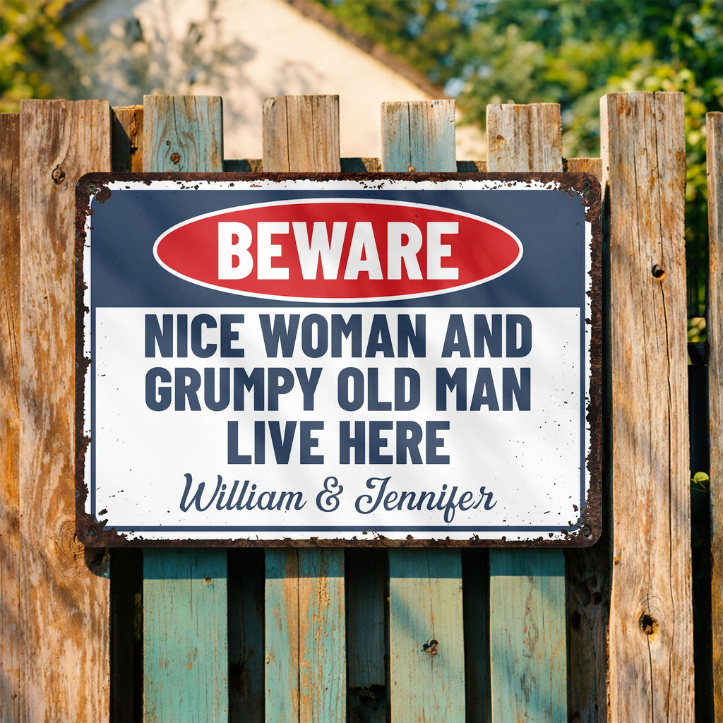 Personalized Metal Warning Sign for Couples Home Decor Gift