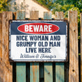 Personalized Metal Warning Sign for Couples Home Decor Gift