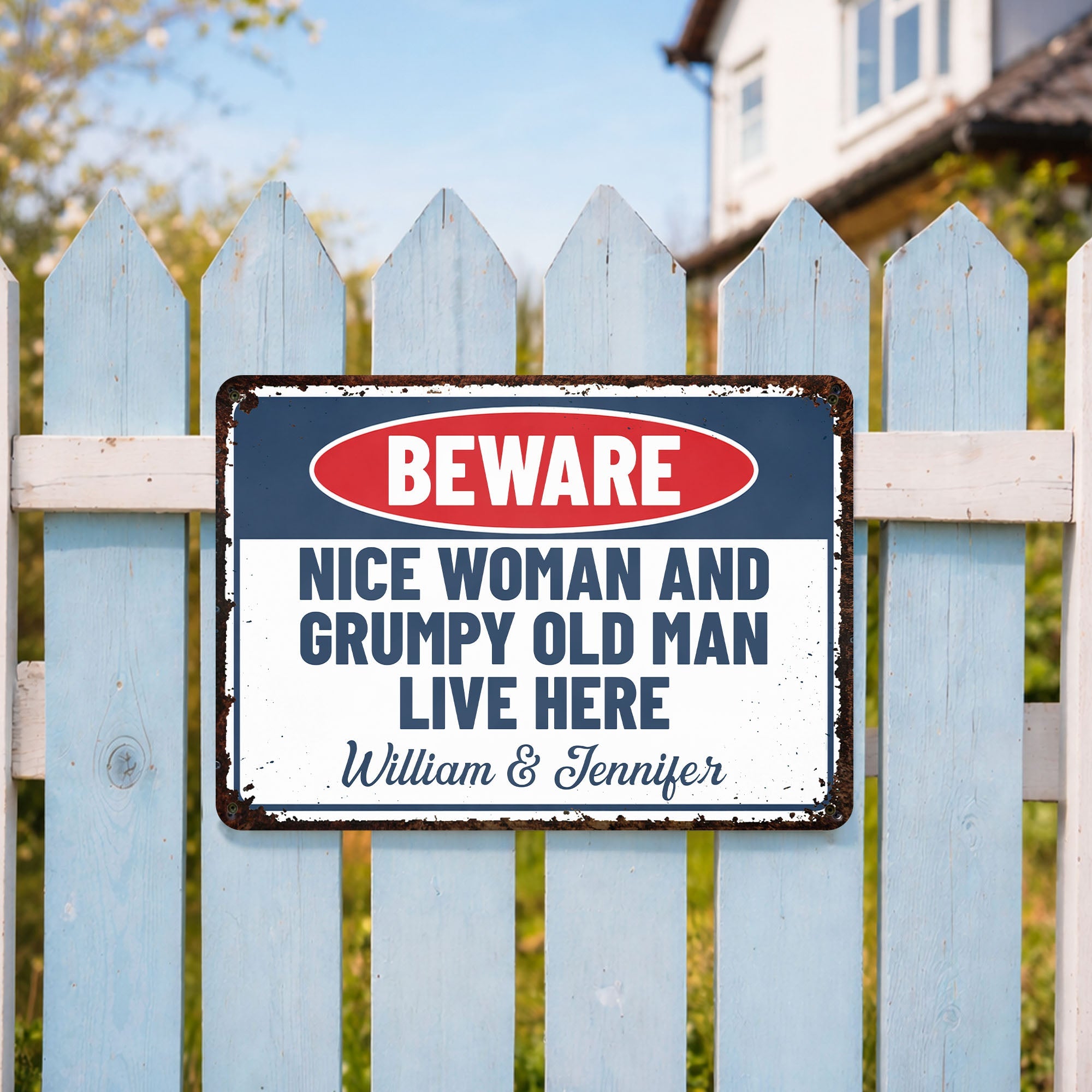 Personalized Metal Warning Sign for Couples Home Decor Gift