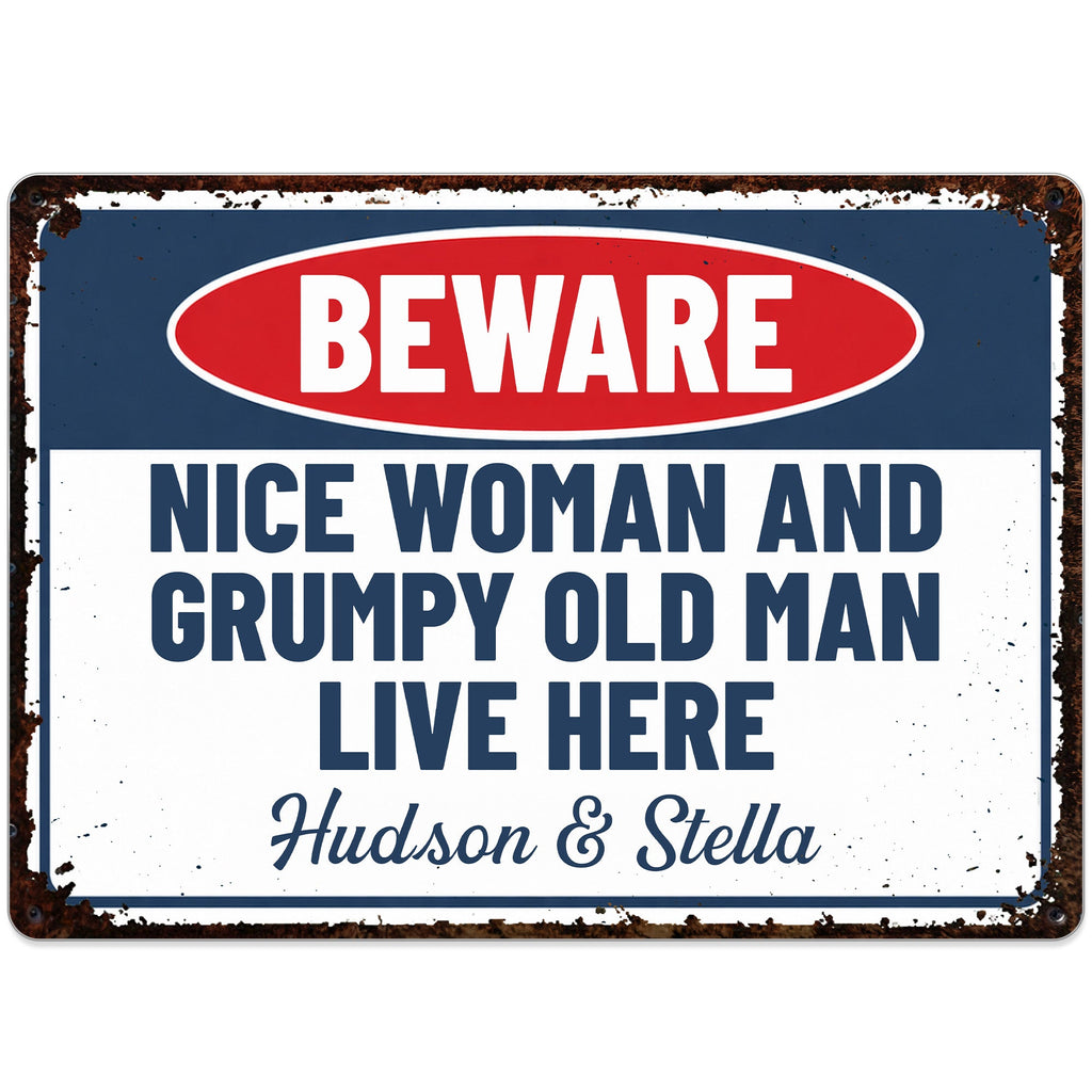 Personalized Metal Warning Sign for Couples Home Decor Gift