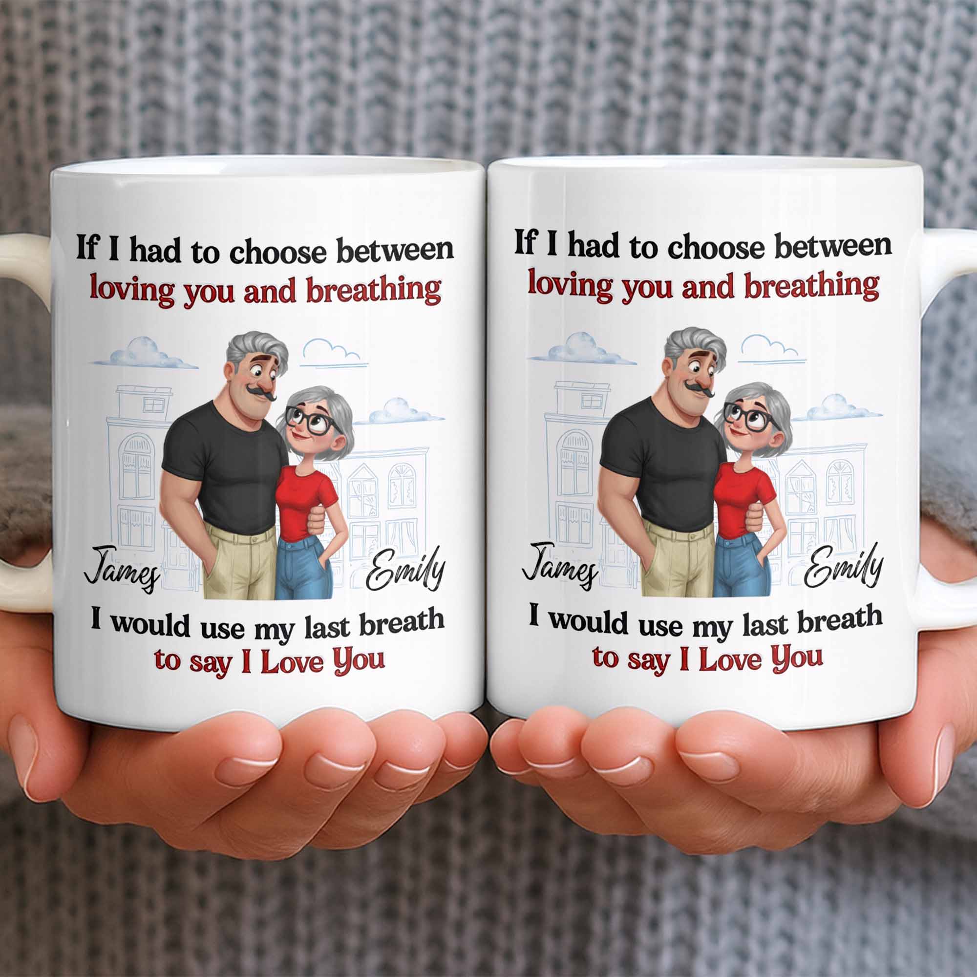 Personalized Couple Coffee Mug Custom Love Art Gift for Anniversary Edge-to-edge Mug GradoCreations