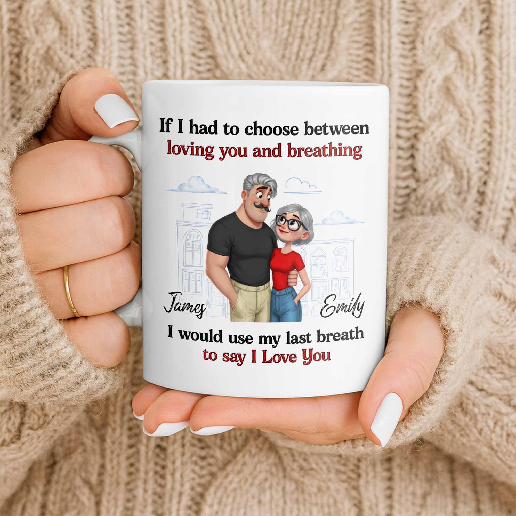 Personalized Couple Coffee Mug Custom Love Art Gift for Anniversary Edge-to-edge Mug GradoCreations