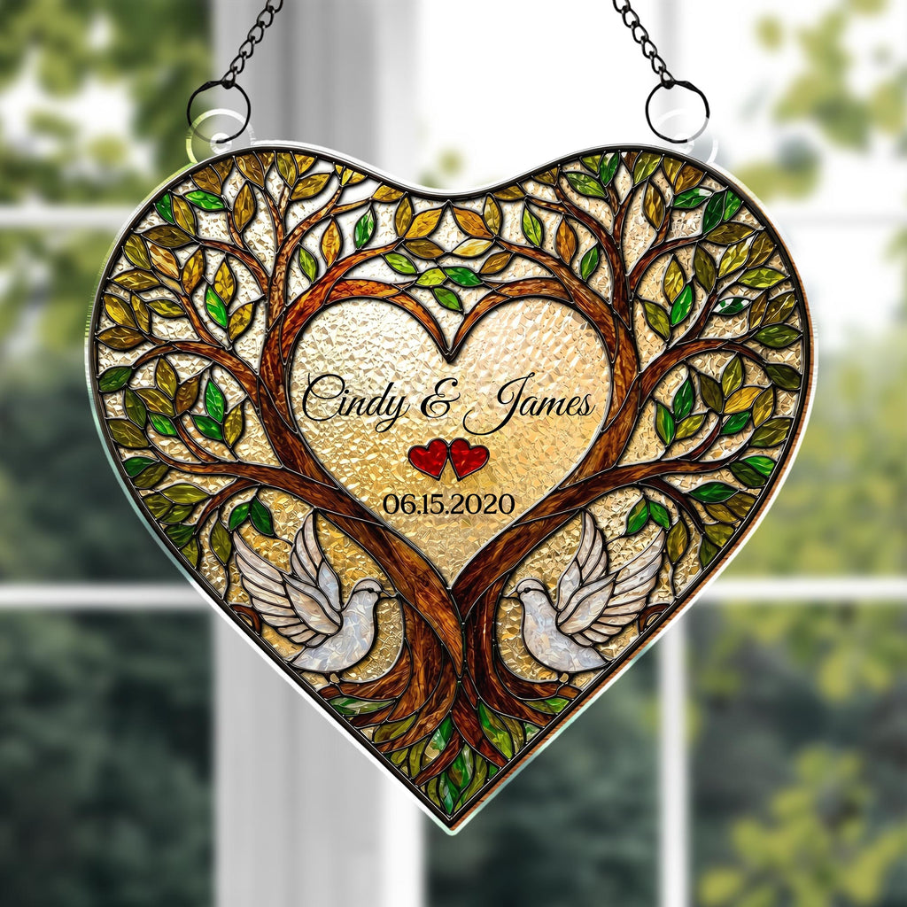 Personalized Tree Of Life Suncatcher Custom Name Gift for Couples