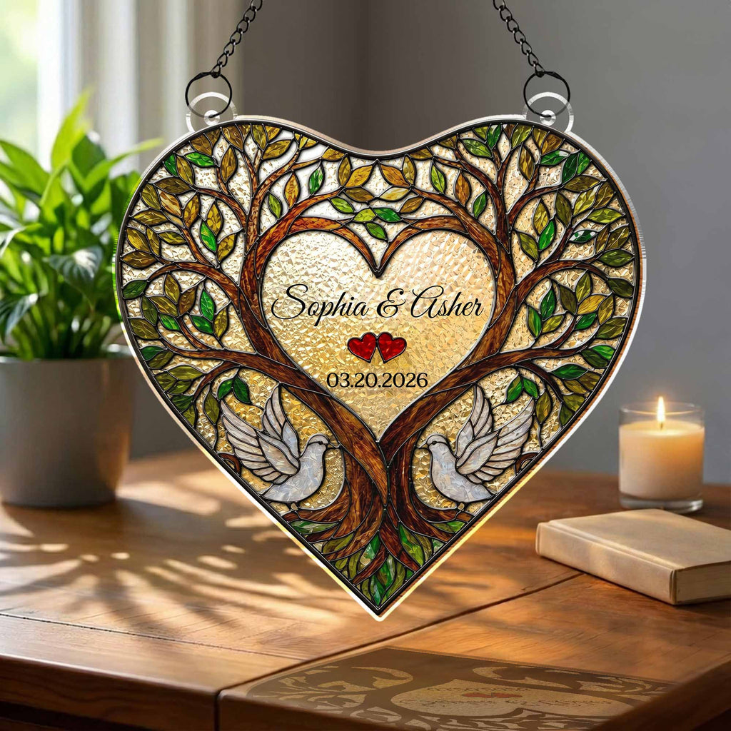Personalized Tree Of Life Suncatcher Custom Name Gift for Couples