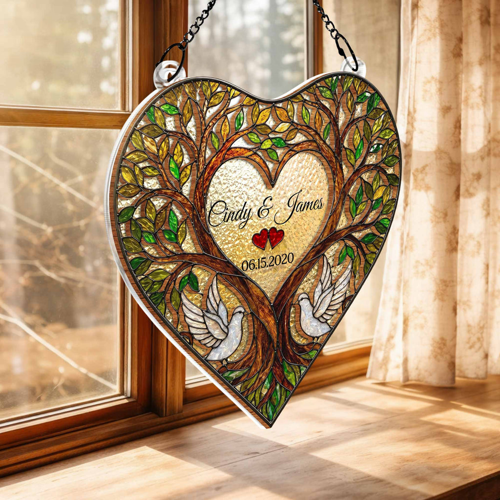 Personalized Tree Of Life Suncatcher Custom Name Gift for Couples