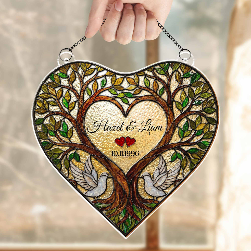 Personalized Tree Of Life Suncatcher Custom Name Gift for Couples