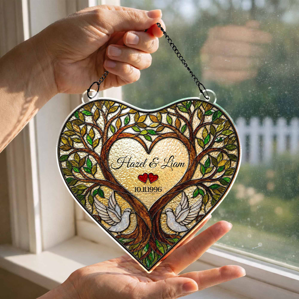 Personalized Tree Of Life Suncatcher Custom Name Gift for Couples