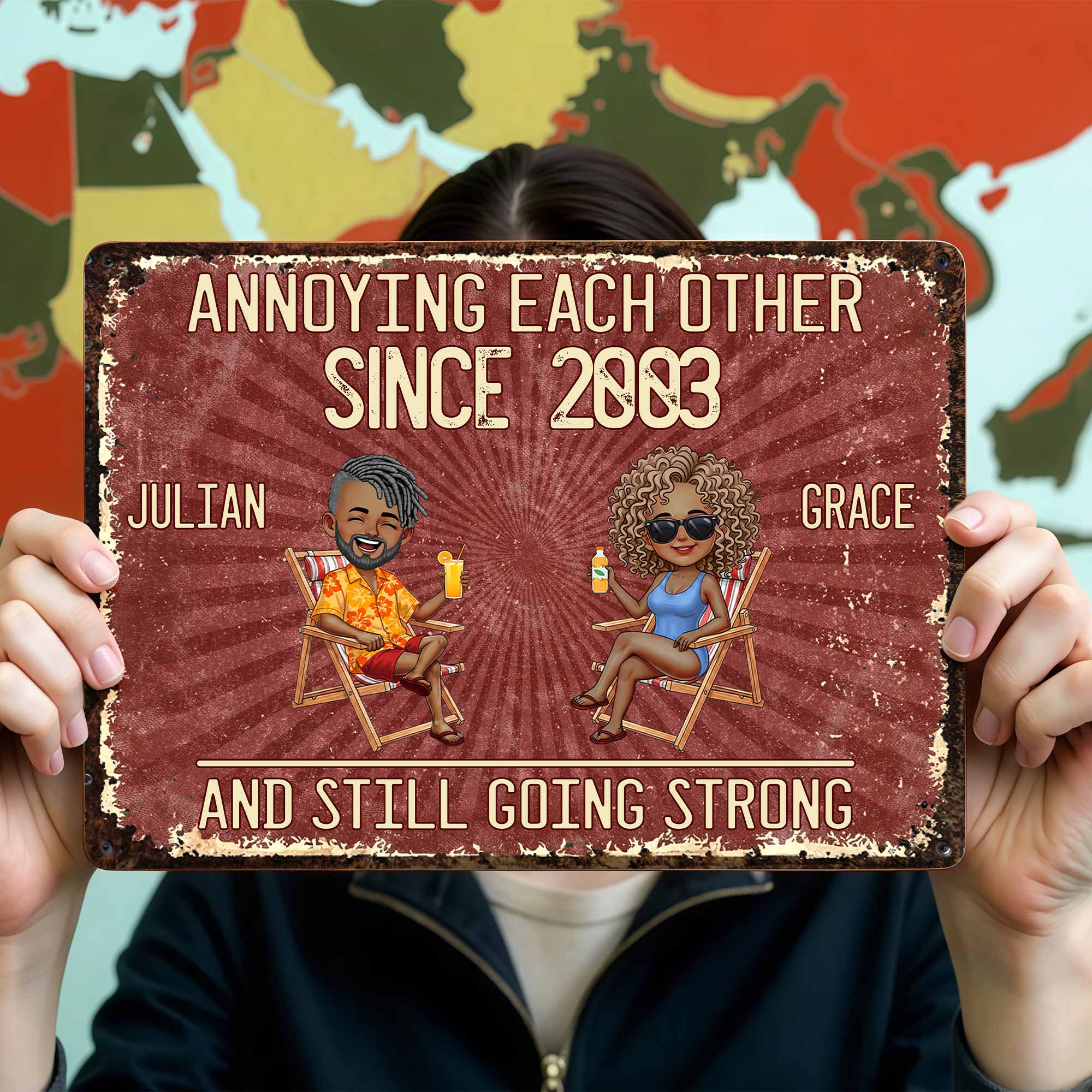 Personalized Metal Sign Custom Name Gift for Couple Anniversary Metal Sign GradoCreations