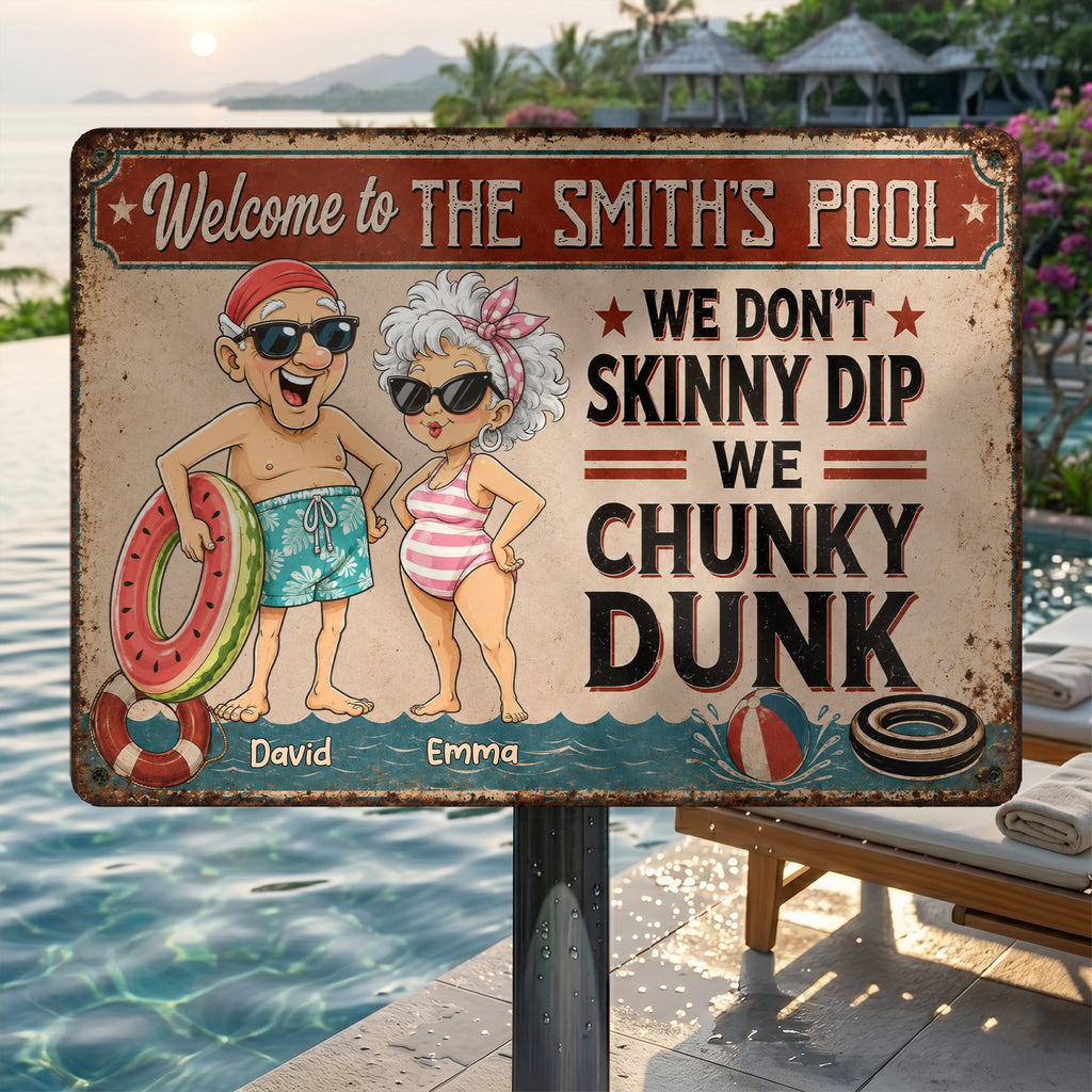 Personalized Funny Metal Sign Welcome to Our Pool Gift for Couples Metal Sign GradoCreations