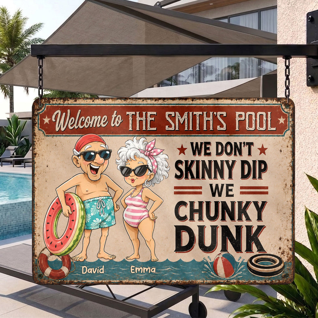 Personalized Funny Metal Sign Welcome to Our Pool Gift for Couples Metal Sign GradoCreations